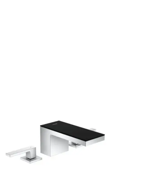 Waschtischarmatur mit drei Komponenten in Chrom und Schwarzglas, hergestellt von AXOR. Eignet sich für moderne Badezimmer.